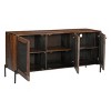 Treasure Trove Accents Three Door Credenza: Sheesham Wood, Cane Inlay, Iron Frame, Storage Cabinet - 4 of 4