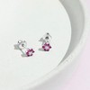Girls' CZ Cluster Flower Screw Back Sterling Silver Earrings - In Season Jewelry - 4 of 4