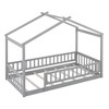 TIRAMISUBEST Twin/Full Size Wood Bed House Bed Frame with Fence and Guardrails, Kids Floor Bed Montessori Bed Platform Bed with Wood Slats Support - 4 of 4