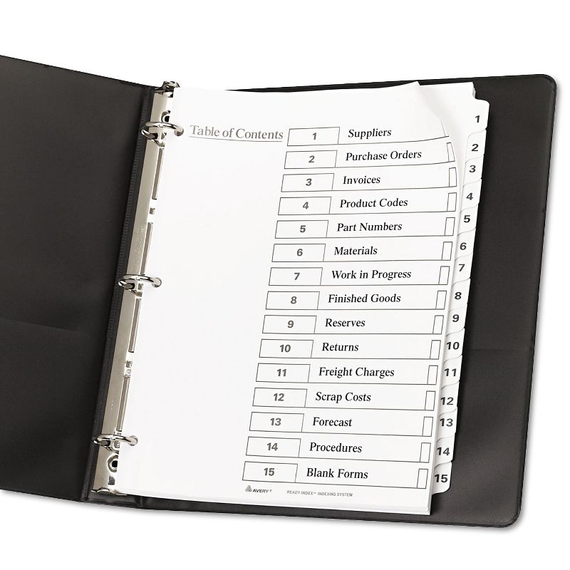 Avery Ready Index Customizable Table of Contents Black & White Dividers 15-Tab Ltr 11142, 3 of 9