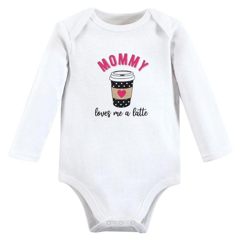Hudson Baby Infant Girl Cotton Long-Sleeve Bodysuits, Mommy Latte, 4 of 7