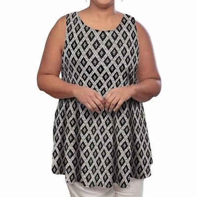 Women's Printed Sleeveless Swing Tank Top - Plus - On The Plus Side