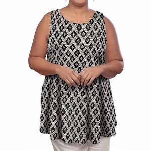 Women's Printed Sleeveless Swing Tank Top - Plus - On The Plus Side - 1 of 2