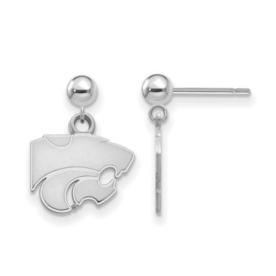 Black Bow Jewelry 14k White Gold Kansas State Wildcats NCAA Dangle Earrings