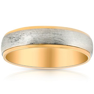 Pompeii3 Platinum & 14k Yellow Gold Two Tone 6MM Brushed Ring Mens Wedding Band