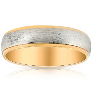 Pompeii3 Platinum & 14k Yellow Gold Two Tone 6MM Brushed Ring Mens Wedding Band - 1 of 4
