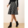 Women's Vintage Plaid A-Line Skirt - Tartan Knee Length Skirt with Elastic Waist Dark Grey - 3 of 4