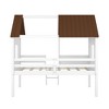PAGED Twin Size Low Loft Bed, Wooden House Shape Bed Frame with Roof, Inclined Ladder and Guardrail, Modern Bunk Bed for Boy and Girl - 4 of 4