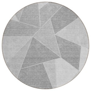 Gray Silver And Graphite Geometric Washable Indoor Outdoor Area Rug - 1 of 4