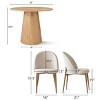 Modern Oak Veneer Bistro Table Set, 35" Round Pedestal Table and 2 Curved Back Dining Chairs for Apartment Dining Spaces-Maison Boucle - 4 of 4