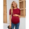 Maternity Tops Women's Casual Ribbed Round Neck Puff Short Sleeve Ruched Side Tunic Blouses Shirts Pregnancy Clothes - 4 of 4