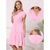 INSPIRE CHIC Women's Summer Tiered V Neck Ruffle Cap Sleeve Flowy A-Line Midi Dresses - 2 of 4