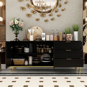 FUFU&GAGA Black Large Storage Cabinet 3 Drawer Cabinet Buffet Sideboard - 1 of 4