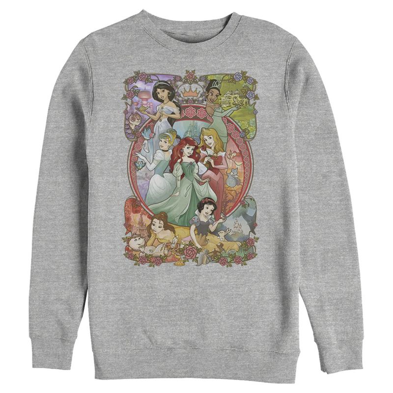 Men's Disney Princesses Vintage Collage Sweatshirt, 1 of 4
