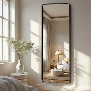 Wooakway Rectangle Metal Full Length Mirror Leaning Mirror Bathroom Vanity Mirror Accent Wall Mirror for Bedroom Living Room Gold/Black - 1 of 4