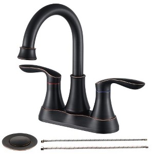 Bathroom Vanity Sink Faucets with 2-Handle Design, Pop-up Drain, and Supply Hoses, Classic Finish - 1 of 4