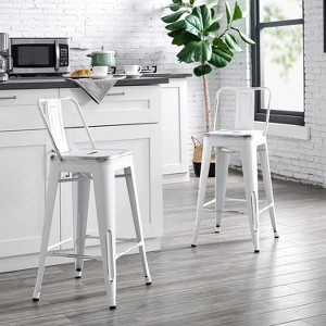 Sapphtopaz Modern Bar Stools Set Metal Farme Industrial Dining Chairs with Bucket Back Rustic Counter Stools for Kitchen Island - 1 of 4