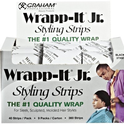 Graham Beauty Wrapp-It Jr. Styling Strips, Black, 40 Strips Per Pack, 9 pack