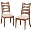 Lifestorey Set of 2 Lydon Modern Cutout Back Dining Chair Walnut/Light Gray: Mid-Century Modern, Rubberwood Frame, Linen Upholstery - 4 of 4