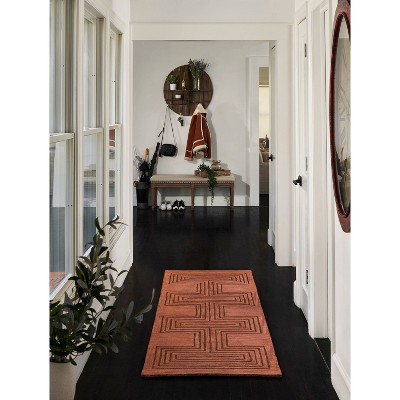 Copper Geometric Hand-Tufted Wool Rectangular Rug 3'6" x 5'6"