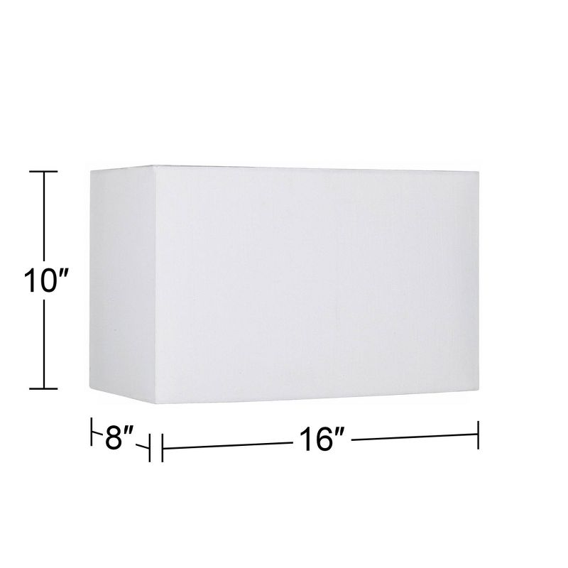 Springcrest 16" Top x 8" Depth x 10" High x Lamp Shade Replacement Set of 2 Medium White Ivory Rectangle Modern Fabric Hardback Spider Harp Finial, 5 of 10