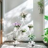 Artloge 6 Flower Pots Metal Display Rack White Plant Stand Garden Decor Shelf with Rolling Wheels for Balcony Decor - 2 of 4