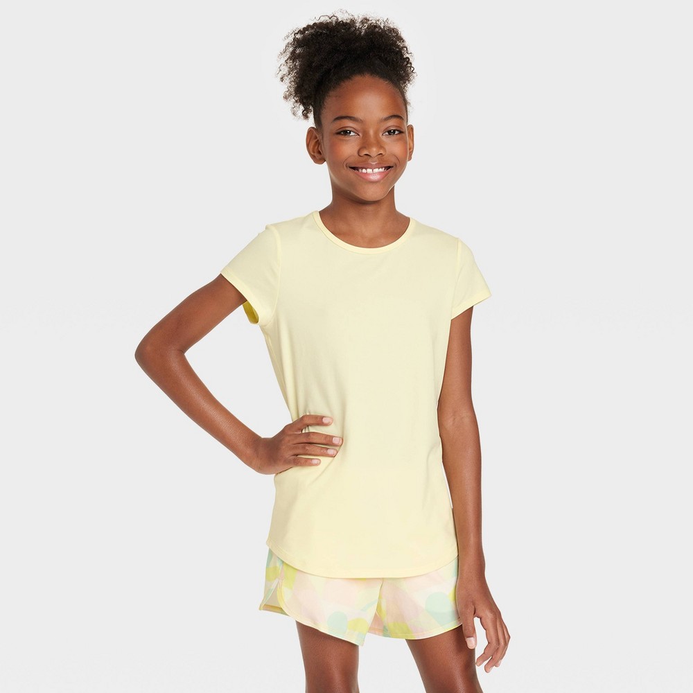 Girls' Gym Fashion Athletic Top - All in Motion Yellow S