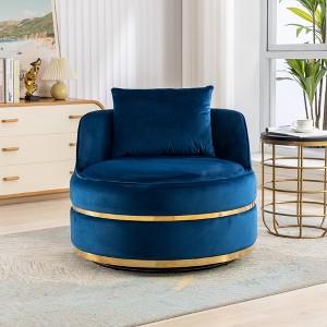 360° Swivel Accent Barrel Chair Upholstered in Velvet with Pillow, Oversized Soft Seat Cushion for Living Room, Bedroom, Office - 1 of 4