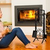 Tangkula 5 Piece Fireplace Tools Wrought Iron Firewood Toolset with Decoration Holder Black - 3 of 4