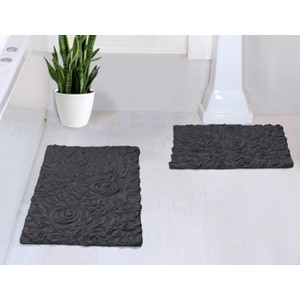 Bell Flower Collection Cotton Floral Pattern Tufted Bath Rug Set Pack of 2 - Home Weavers - 1 of 4