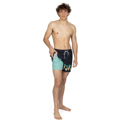Party Pants Men's Tropic Like It's Hot Swim Shorts - Black M — фото 4