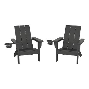 WestinTrends Ashore Kids Outdoor HDPE Plastic Modern Adirondack Patio Chairs with Cup Holders (Set of 2) - 1 of 4