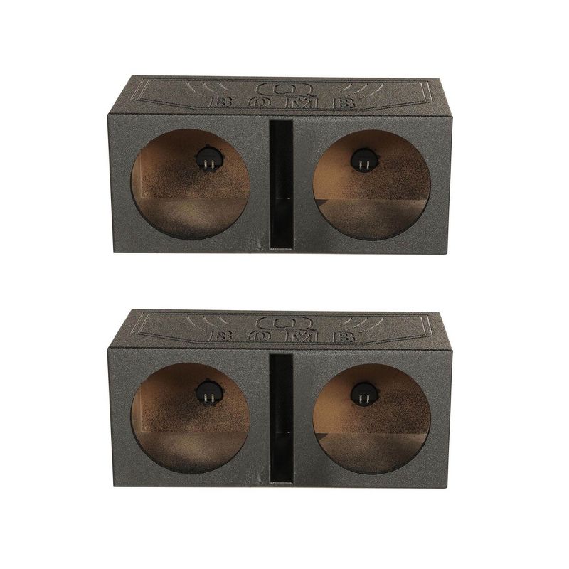 Q Power Dual 10 Inch Vented Port Subwoofer Sub Box w/ Bedliner Spray (2 Pack), 1 of 7