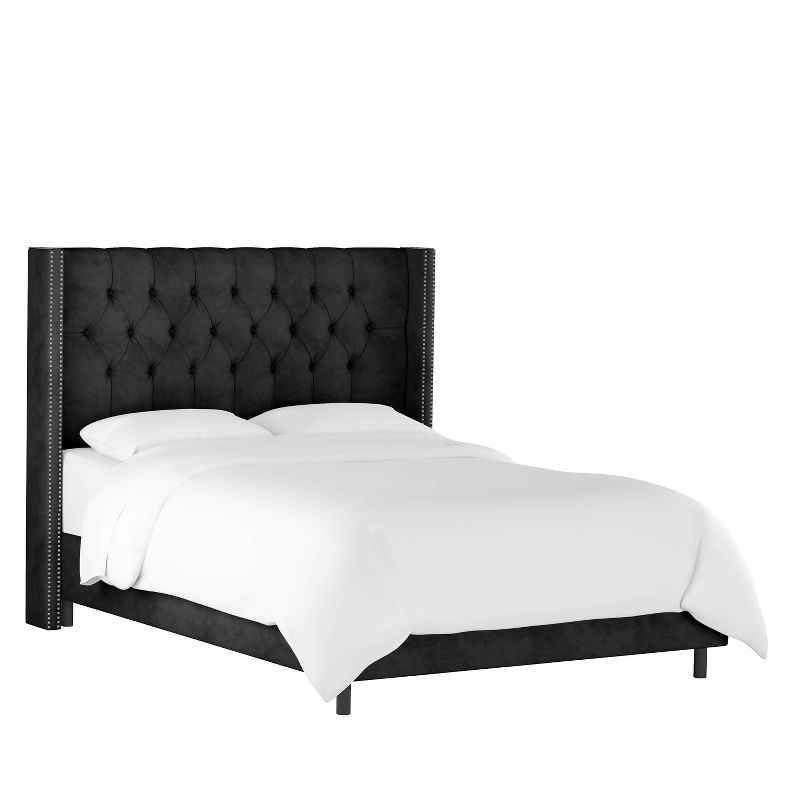 Skyline Furniture Louis Diamond Tufted Wingback Velvet Bed, 3 of 8