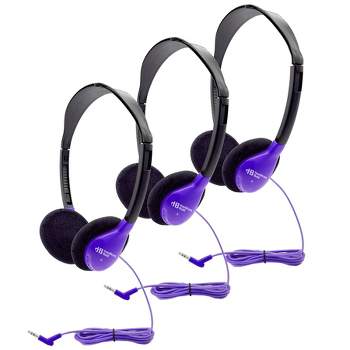 HamiltonBuhl® Personal On-Ear Stereo Headphone, Purple, Pack of 3