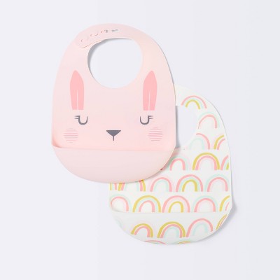 Silicone Bib with Decal - Cloud Island™ Rabbit/Rainbow