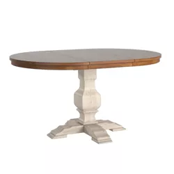 Delaney Two Toned Oval Solid Wood Top Extendable Dining Table Oak/Antique White - Inspire Q