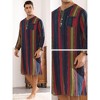Lars Amadeus Men's V-Neck Button Long Sleeves Striped Print Nightgown - 3 of 4