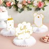 Sparkle and Bash 6 Pack Hello Sweet Baby Honeycomb Centerpiece for Baby Shower Boy or Girl, White & Gold Foil, 10" - 3 of 4