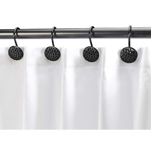 Home Mart Goods 12 Piece Set - Matte Black Pebble Stones Heavy Duty Shower Curtain Hooks Rings Rustproof Metal - 1 of 4