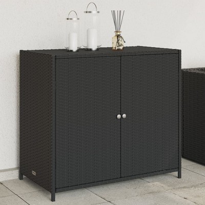 VidaXL Patio Storage Cabinet Black 32.7"x17.7"x29.9" Poly Rattan