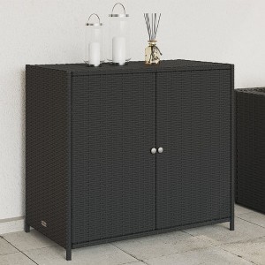 VidaXL Patio Storage Cabinet Black 32.7"x17.7"x29.9" Poly Rattan - 1 of 4