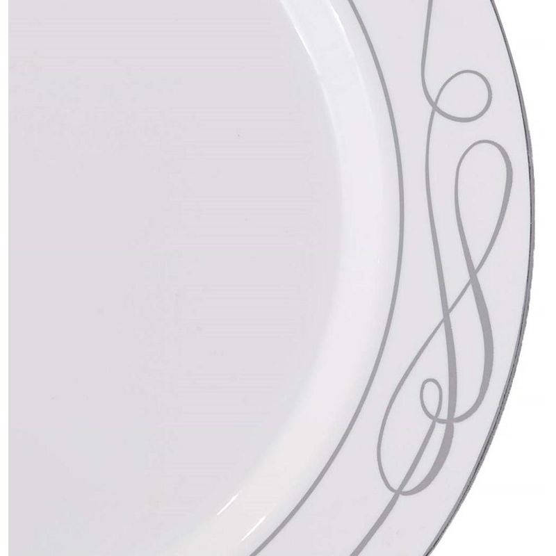 Silver Spoons Elegant Disposable Dinnerware Set for Party, Includes 20 Dinner Plates (10.25”) & 20 Side Plates (7.5”) – Bella Collection, 4 of 5