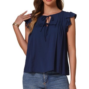 INSPIRE CHIC Women's Casual Summer Dressy V Neck Ruffle Short Sleeve Blouses - 1 of 4
