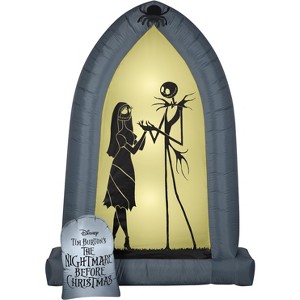Gemmy Airblown Inflatable Arch w/Jack and Sally Silhouettes, 7 ft Tall, Grey - 1 of 2