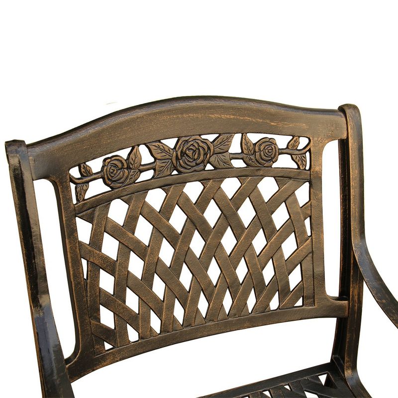 Rose Ornate Outdoor Mesh Lattice Aluminum Dining Chair - Bronze - Oakland Living, 5 of 8