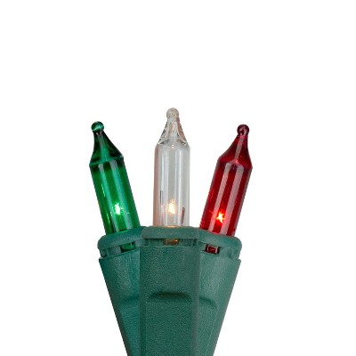 J. Hofert Co 140ct Red, Green, Clear Everglow Chasing Mini Christmas Lights - 48ft, Green Wire