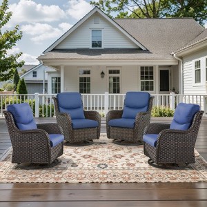 POCASSY Patio Swivel Chairs, Outdoor Wicker Swivel Glider Rocking Chairs with High Back and Thick Cushions for Porch Deck - 1 of 4