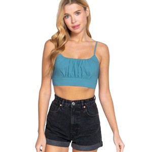 Slickblue Women's Back Tie Cami Crop Top, Sleeveless, Round Neck, Emerald Green, Summer Fit, Size S-L - 1 of 4