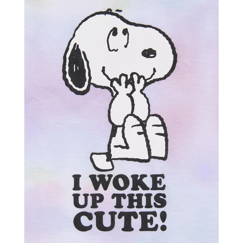 Peanuts Girls' I Woke Up This Cute Snoopy Tie-Dye Sleep Pajama Set Shorts Multicolored, 3 of 7